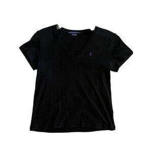 VINTAGE BLACK SIZE XL RALPH LAUREN SPORT SHORT SLEEVE TEE